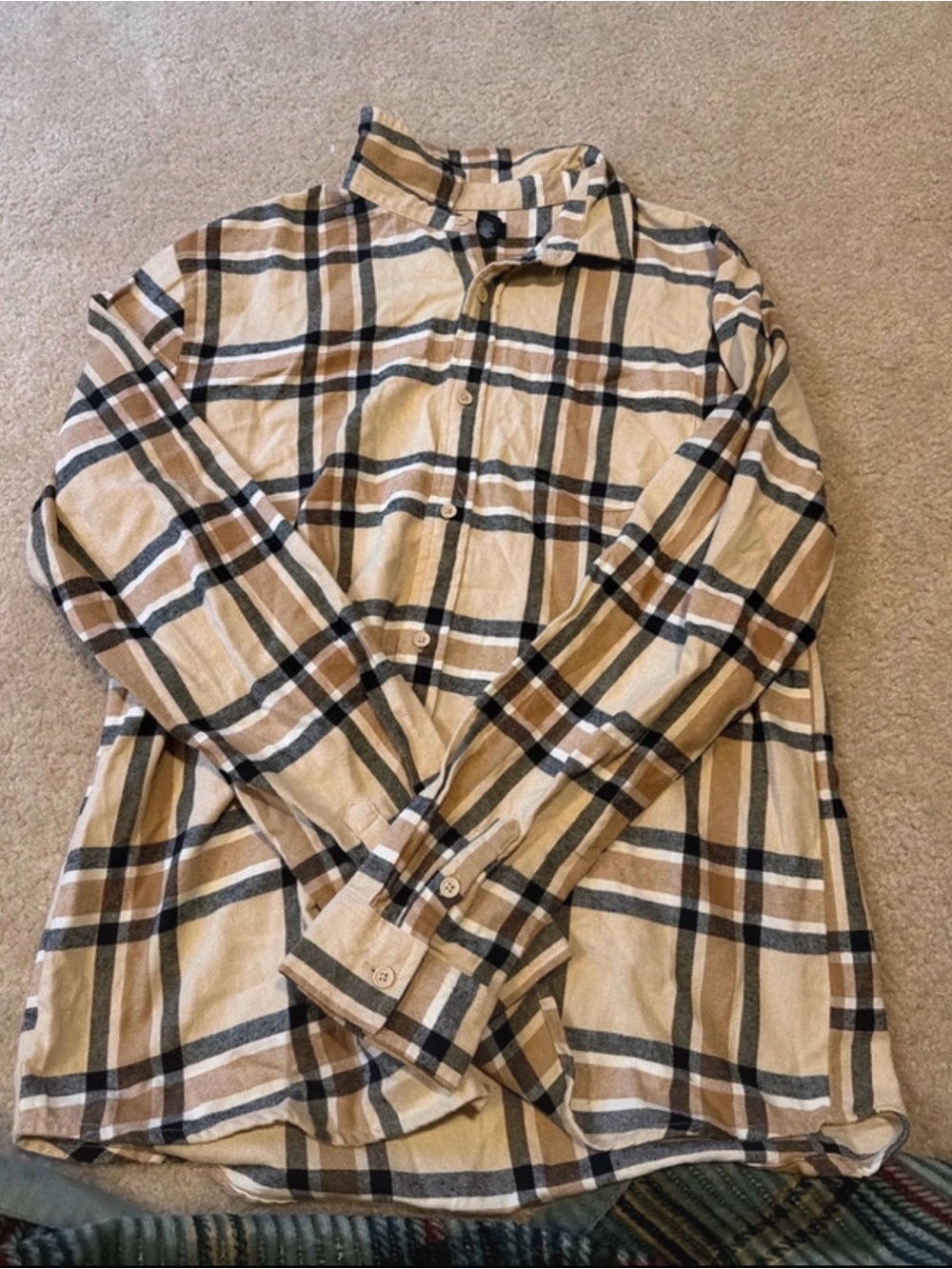 Forever 21 Beige and Brown Plaid Button-Down Shirt